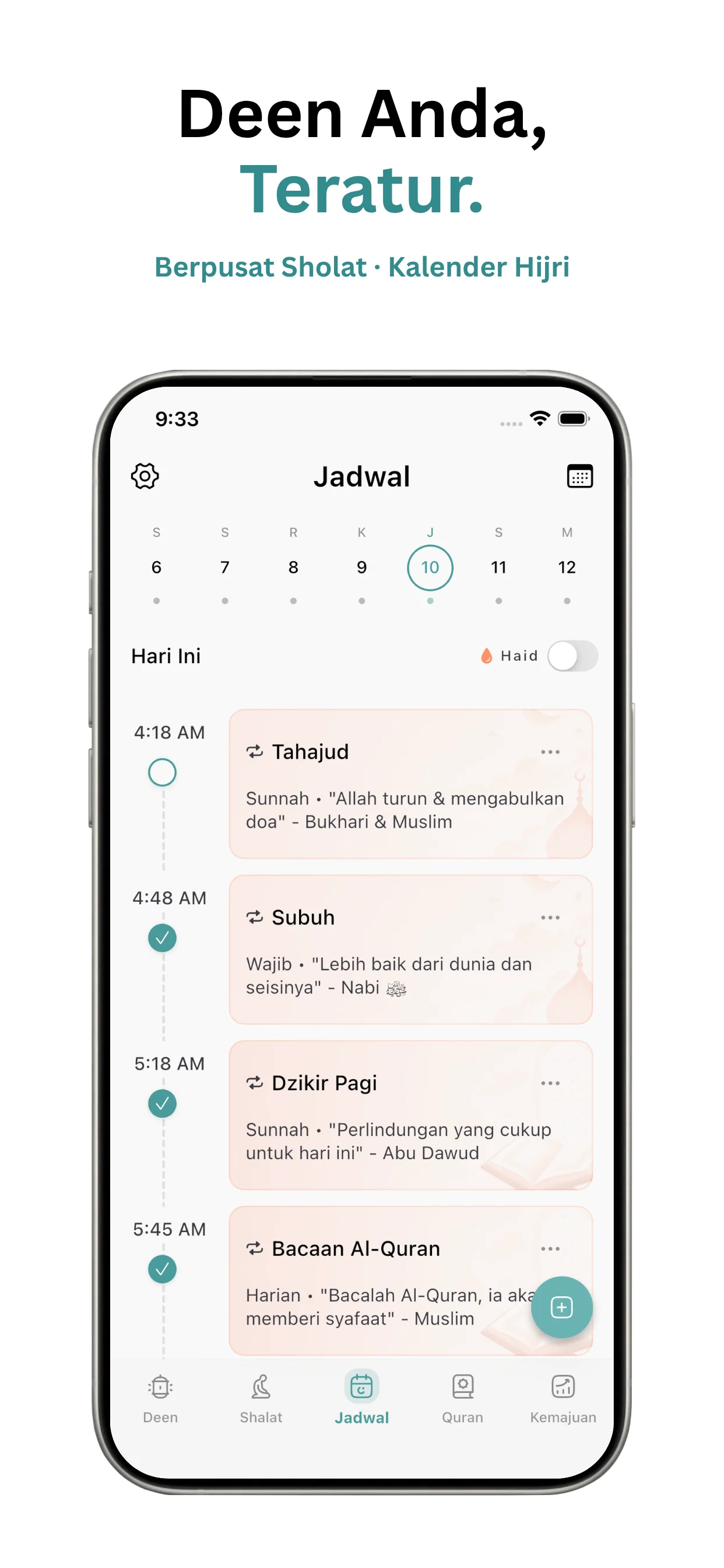 Tangkapan layar aplikasi Tasleem 1