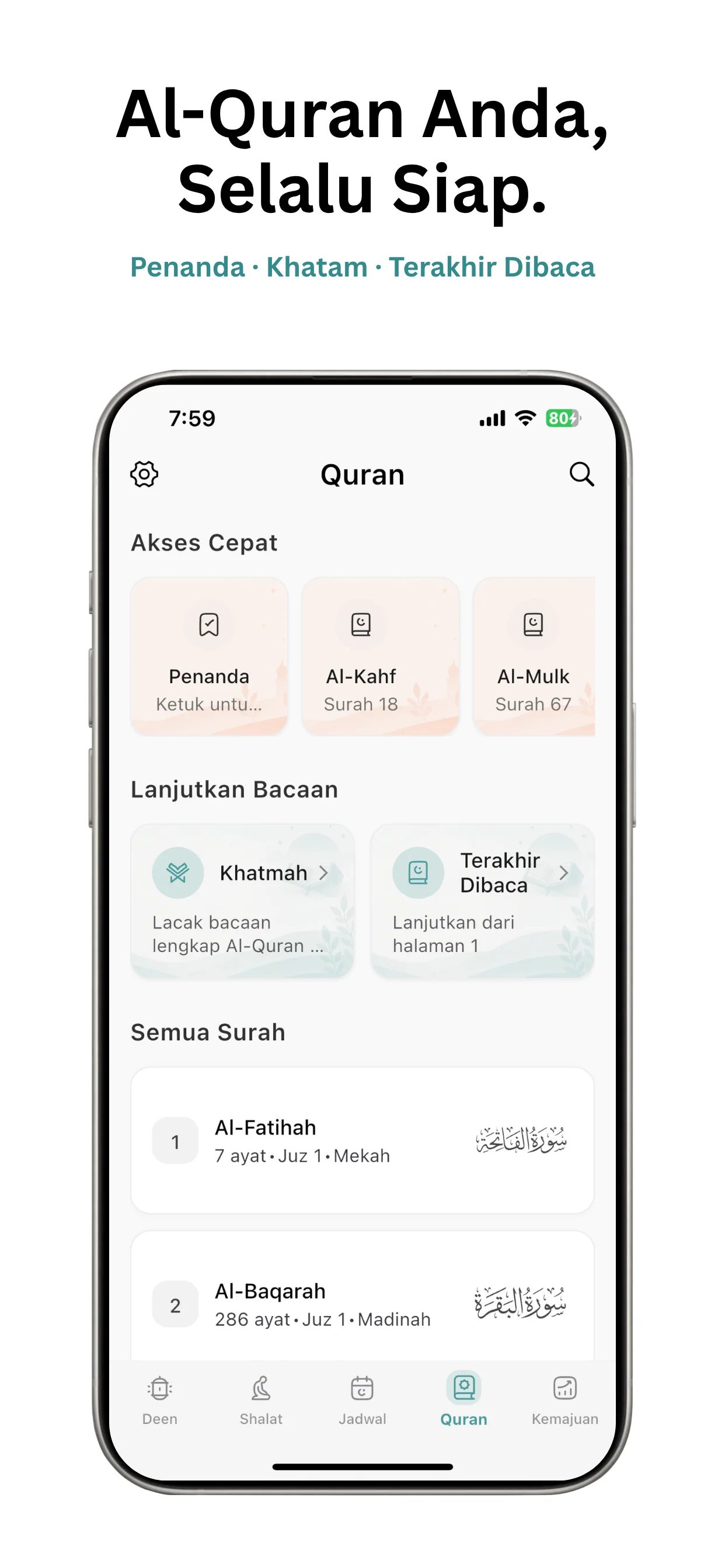 Tangkapan layar aplikasi Tasleem 2