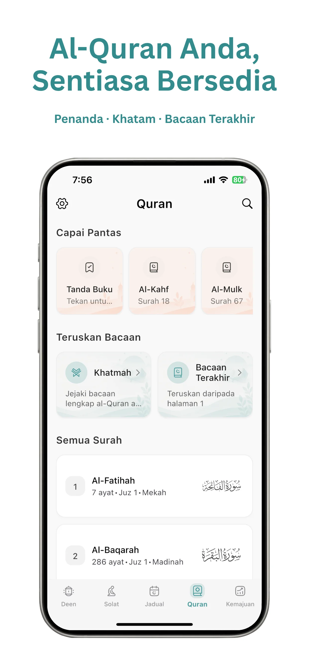 Tangkapan skrin aplikasi Tasleem 2