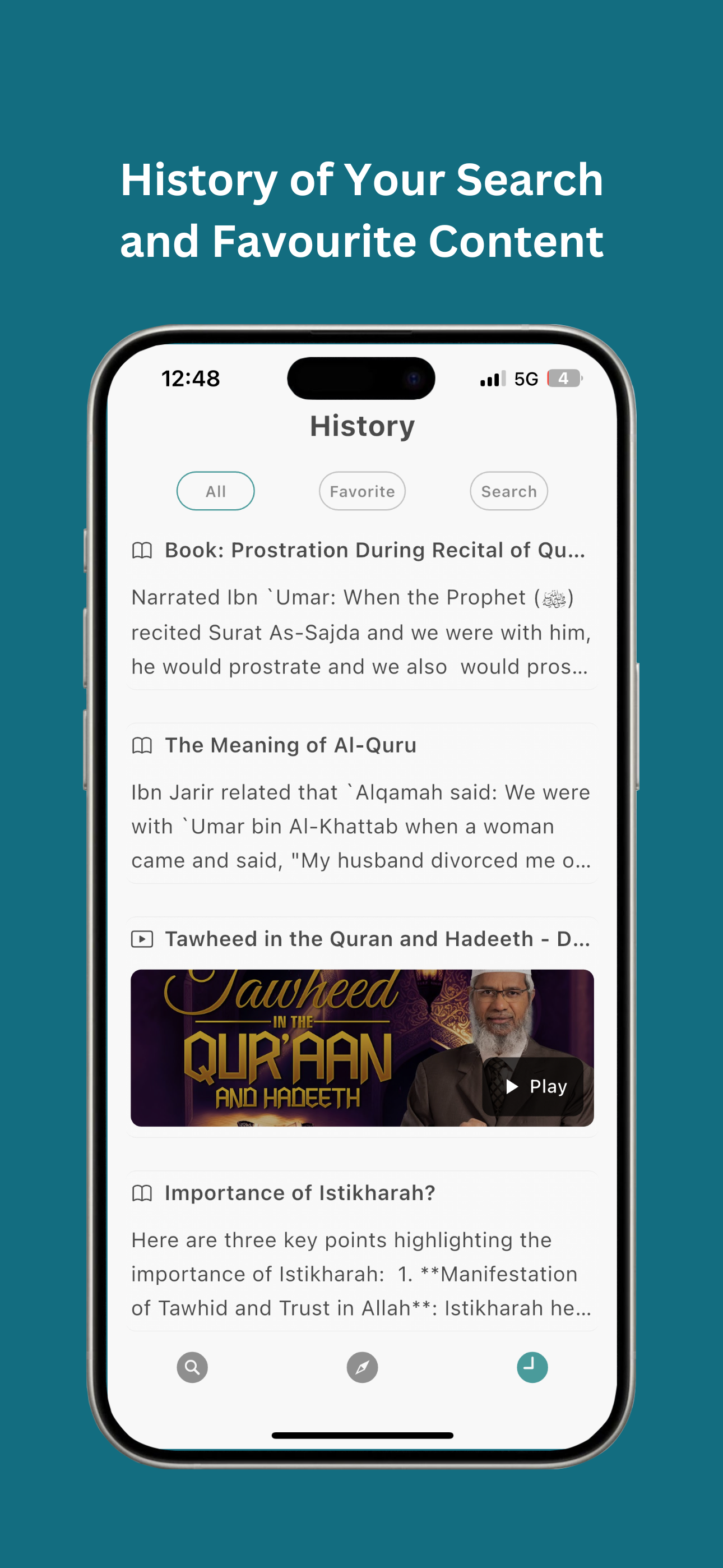 Tasleem app detailed answer view with Islamic scholarly references